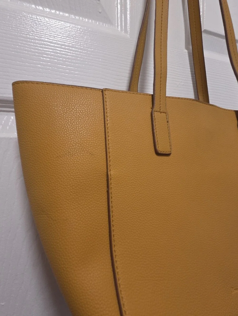 Tommy Bahama Mustard Yellow Faux Leather Tote Bag